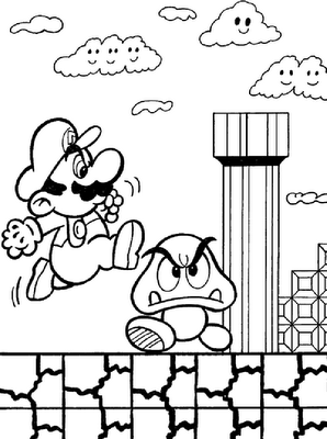 Mario Coloring Sheets on Mario Bros Coloring Pages Png