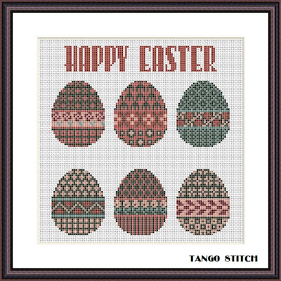 Happy Easter ornament eggs cross stitch pattern