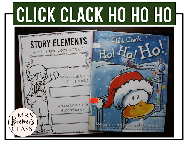 Click Clack Ho Ho Ho book activities unit with literacy printables, reading companion activities, lesson ideas, and a craft for Kindergarten and First Grade