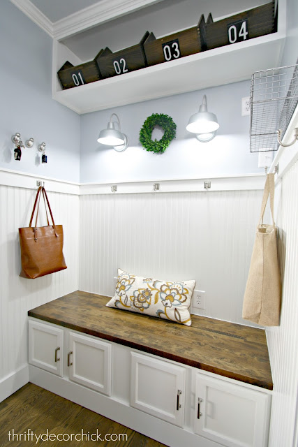 Bright and light mud room with DIY bench