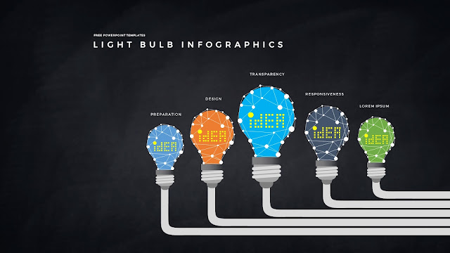 Infographic Free PowerPoint Templates with Light Bulb  Diagrams in Dark Background 