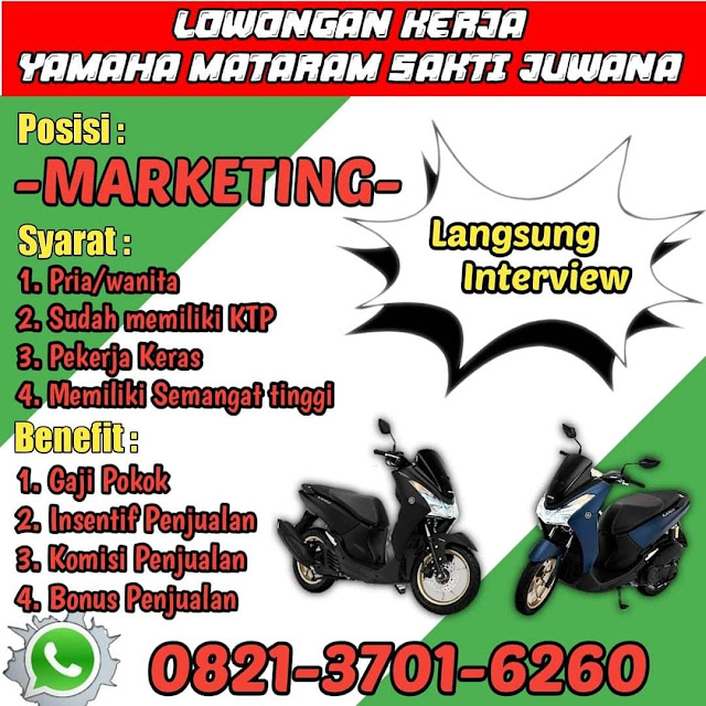 Lowongan Kerja Marketing Yamaha Mataram Sakti Juwana Pati