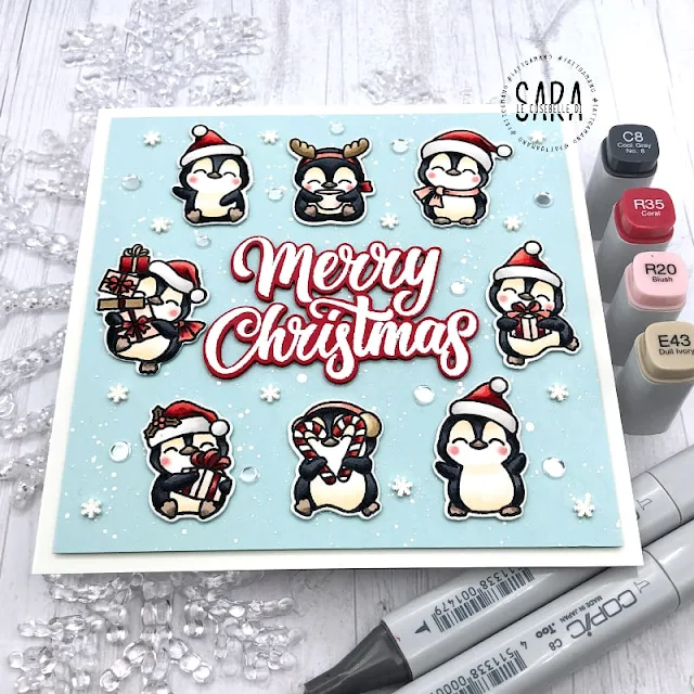 Sunny Studio Stamps: Penguin Party Holiday Card by Sara Zoppi (featuring Holiday Greetings)