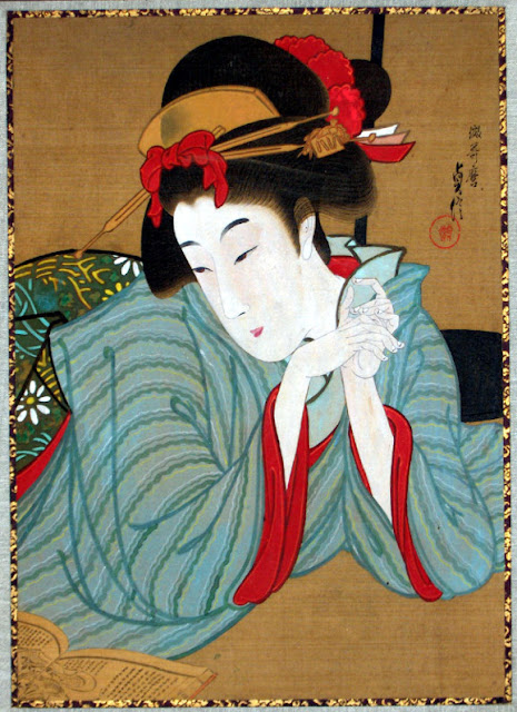 Ukiyo-e. Painting. Hasegawa Sadanobu II. Bijinga.