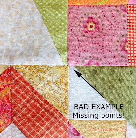 Bad Example - Missing points! machine quilting