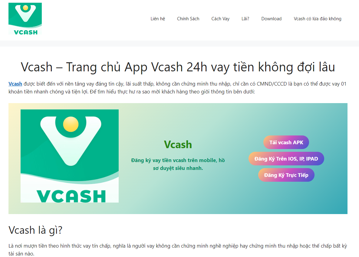 Tải app Vcash? vCash vay tiền