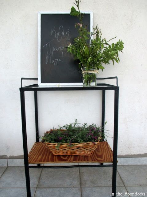 Great transformation from old and rusty to modern metal side table. 