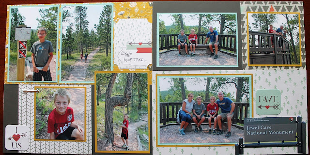 Jewel Cave National Park scrapbook page layout