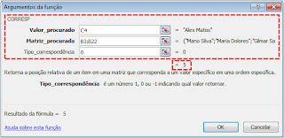 função, corresp, excel, desloc