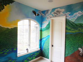 kids forest mural, nursery mural, portland muralist, kids room mural portland, forest mural