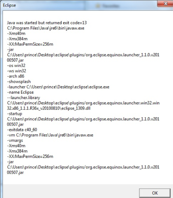 Java was started but returned exit code=13