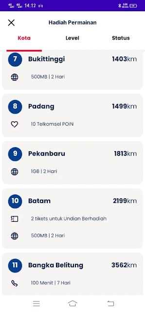 Hadiah kuota internet dari game Jelajah Nusantara aplikasi MyTelkomsel