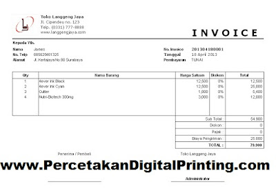 Contoh Contoh Desain INVOICE Dari Percetakan Digital Printing Terdekat