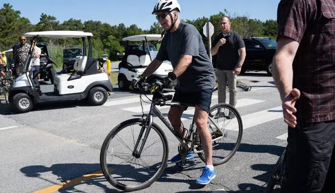 Joe Biden Needs Help Getting Up After Falling Off His Bike