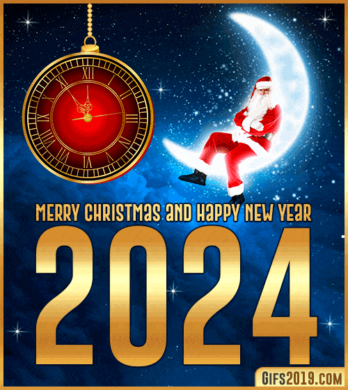 Merry Christmas and Happy New Year 2024 GIF