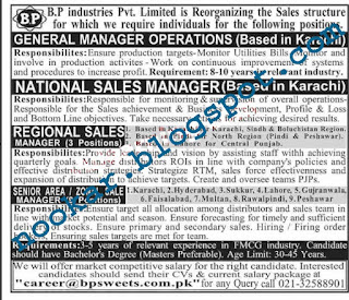 BP Industries Pvt Ltd Jobs 2019 for Sales Managers in Multiple Cities Latest