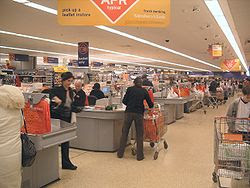 A supermarket, also called a grocery store in some parts of North America, is a self-service store offering a wide variety of food and household merchandise, organized into departments. It is larger in size and has a wider selection than a traditional grocery store and it is smaller than a hypermarket or superstore.