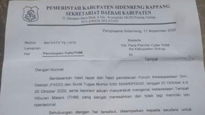 Hiraukan Surat Penutupan THM,  Pemkab Sidrap Akan Tutup Paksa