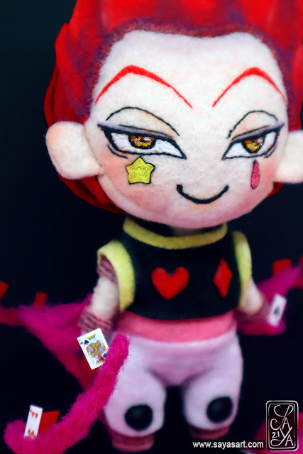 hisoka morow hunter x hunter hxh saya's art figurine peluche plush felt feutrine doll poupée fanart goodies