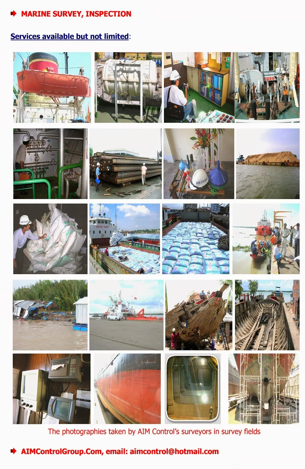     expert quality control inspection and Marine survey consultant services. http://www.aimcontrolgroup.com