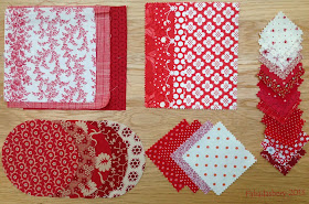 Red and White Fabric Charm Squares