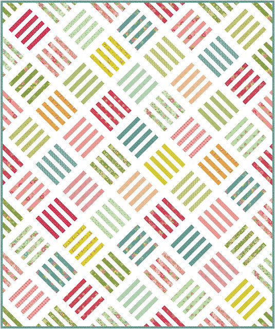 Sandalwood quilt in Strawberry Lemonade fabrics by Sherri and Chelsi for Moda Fabrics