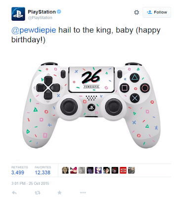 PlayStation 4 PewDiePie Sony controller gift birthday 26th official