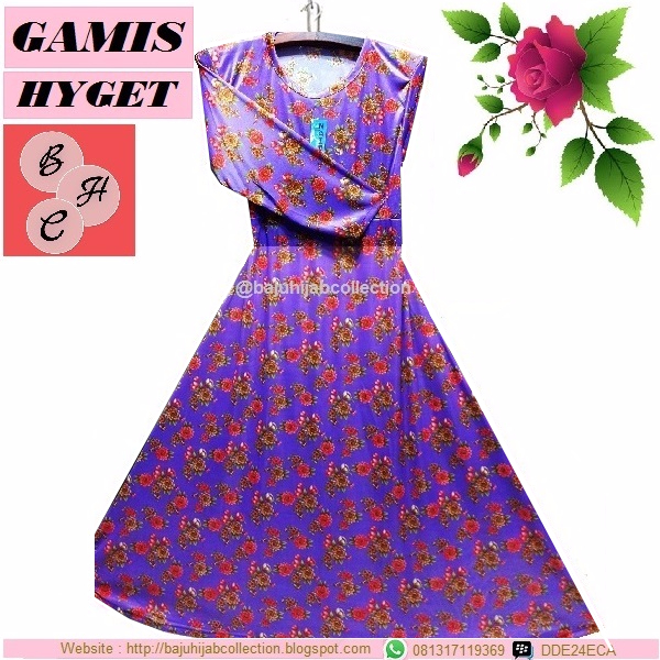 Gamis Hyget Ungu Motif Bunga Orange dan Kuning