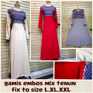 gamis embos mix tenun jumbo