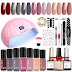 Modelones Gel Nail Polish Kit with U V Light 48W Nail Dryer 7 Nude Colors Gel Nail Polish Set, No Wipe Base Top Coat, Nail Primer, Nail Art Decorations, Integrated Manicure Tools Kit,Gift for Women