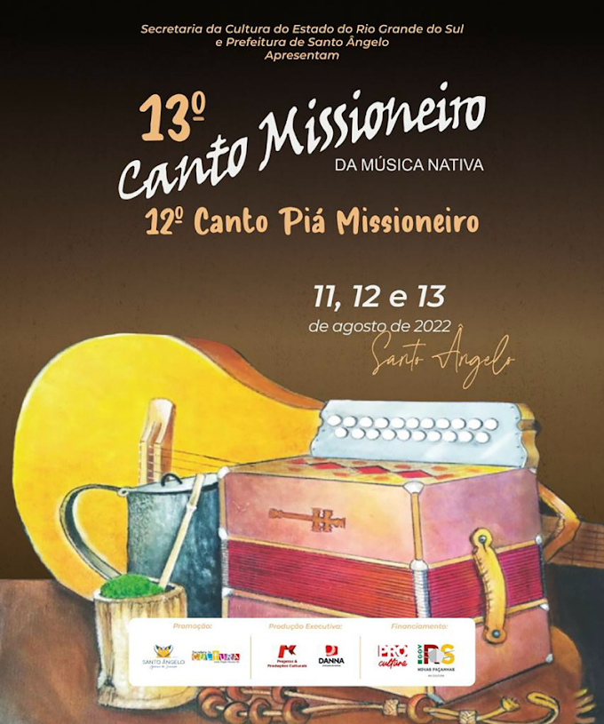 Estão abertas as inscrições para o 13º Canto Missioneiro da Música Nativa e 12º Canto Piá MIssioneiro