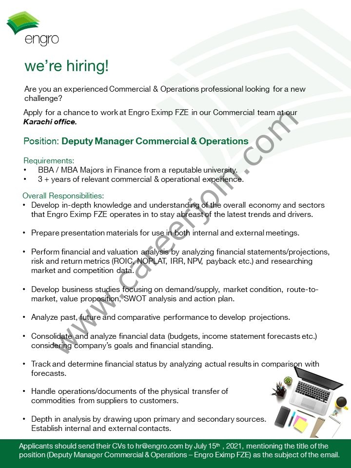 Engro Corporation Jobs Deputy Manager Commercial & Operations