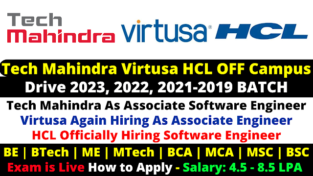 HCL Off Campus Hiring 2022 As Software Engineer Trainee Role