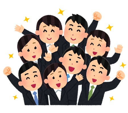 集合している人たちのイラスト（就活生・新入社員）