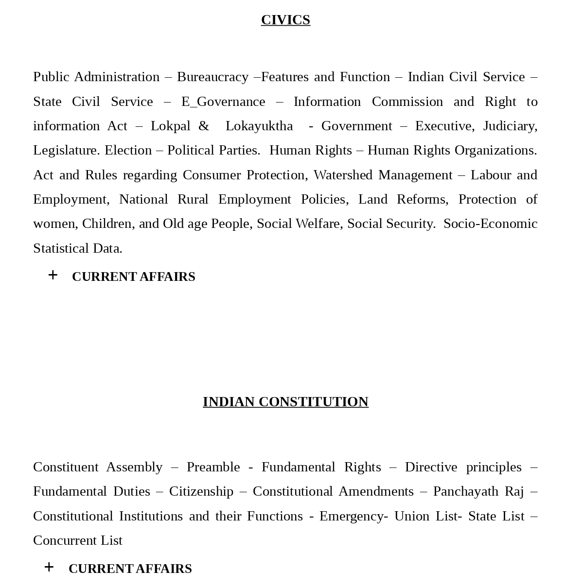 PSC Preliminary Exam Syllabus - Degree Level