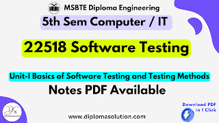 22518 Software Testing Notes PDF | MSBTE Computer Engineering All Units Notes