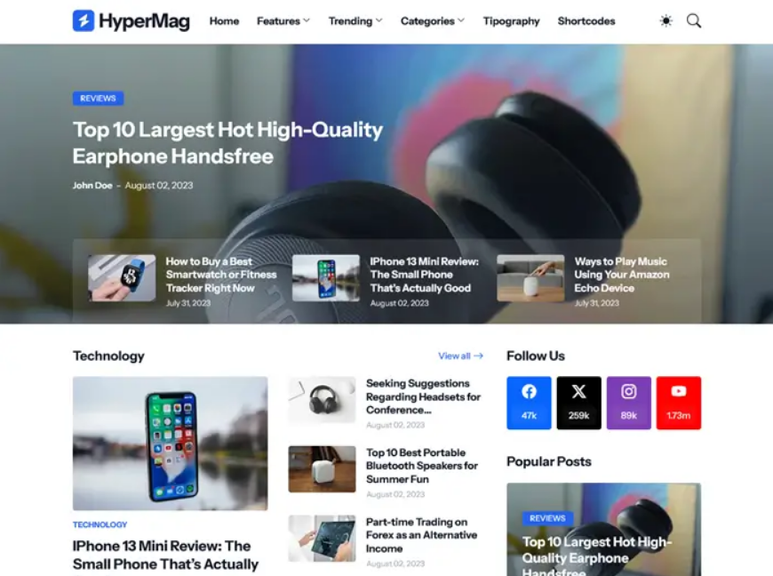 HyperMag:Template para Blogger de Revista, Jornal online. Tema responsivo adaptado para celular