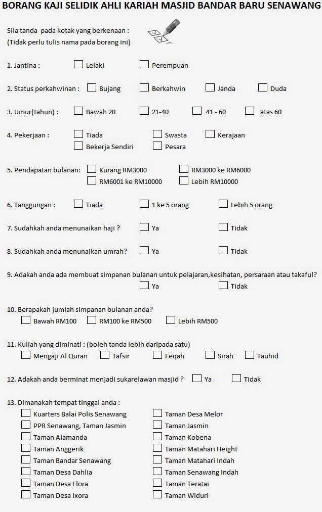 Contoh Soalan Kaji Selidik Pengurusan Kewangan - V Soalan