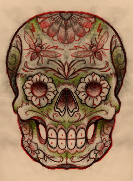 mexican skull ready to tattoo Publi par outsiderink l'adresse 152 PM