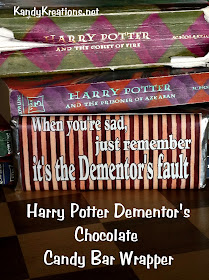 When you're sad, just remember it's the dementors and you need a piece of chocolate! Wrap a candy bar in this fun Harry Potter candy bar wrapper for a great gift for the Harry Potter fan or someone with the blues. #harrypotter #candybarwrapper #chocolate #dementors #diypartymomblog