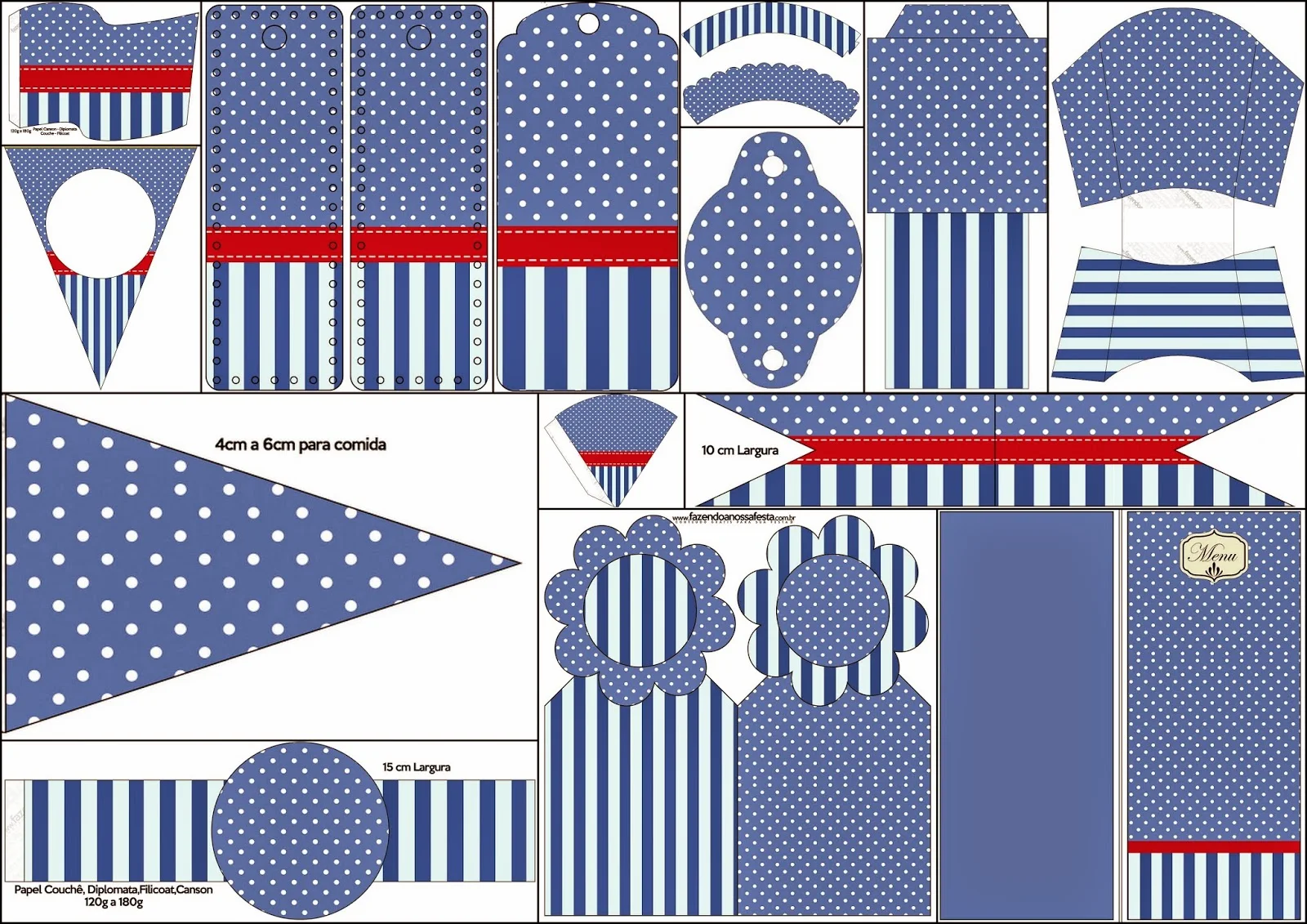 Blue Stripes and White Polka Dots: Free Party Printables. 