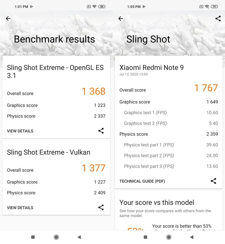 Benchmark 3DMark Xiaomi Redmi Note 9