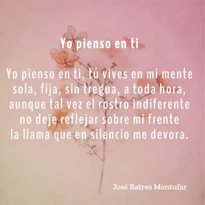 Poema "Yo pienso en ti" de José Batres Montufar