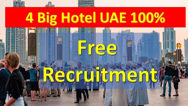 Jobs In Dubai From Four Big Hotel | Free Jobs In UAE|