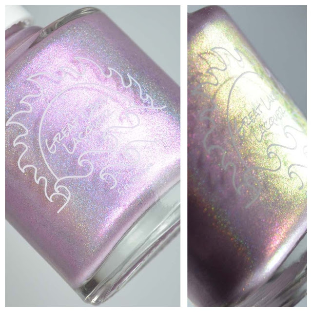 pink holo nail polish with aurora shimmer