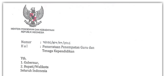 Surat Resmi Pemerataan Guru