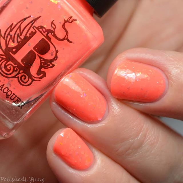 neon coral flakie nail polish