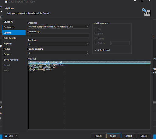 Preview Source Data and Customize Import