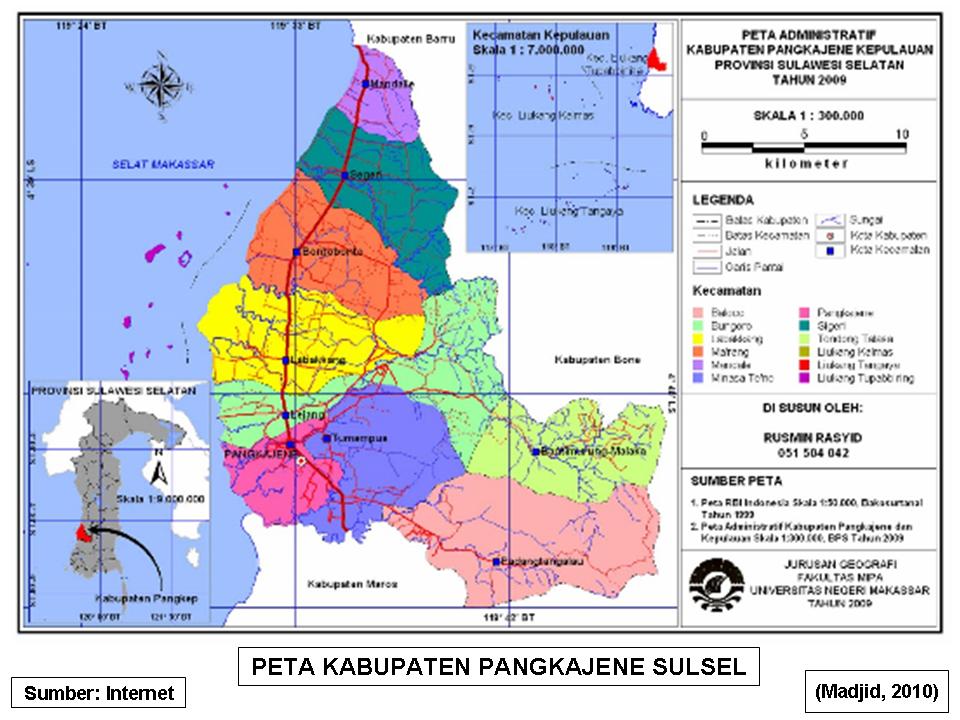 PETA DIGITAL Peta Kabupaten Pangkajene Provinsi  Sulawesi  