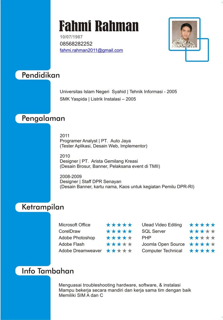 Contoh Curriculum Vitae Indonesia - cv nabila